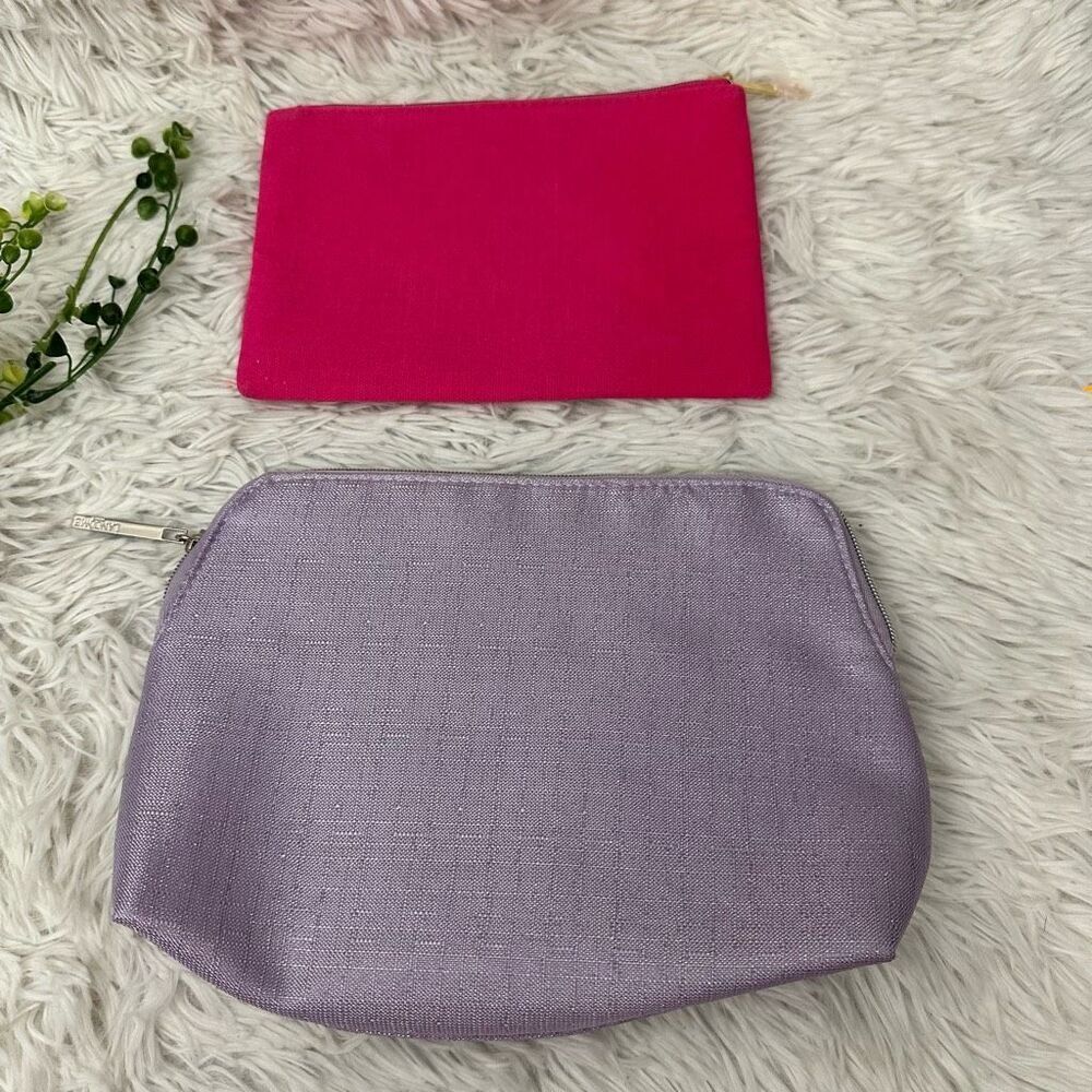Lancome 2 piece‎ lot Makeup Cosmetic zip organizer Pouch Bags lavender pink NEW